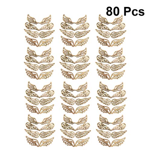 Amosfun Wood Slices Angel Wings Cutouts Craft DIY Ornaments for Birthday Christams Crafts Accessories 80pcs Amosfun
