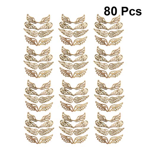 Amosfun Wood Slices Angel Wings Cutouts Craft DIY Ornaments for Birthday Christams Crafts Accessories 80pcs - WoodArtSupply