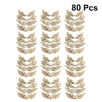 Amosfun Wood Slices Angel Wings Cutouts Craft DIY Ornaments for Birthday Christams Crafts Accessories 80pcs - WoodArtSupply