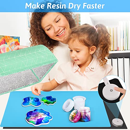 Large Resin Heating Mat with Cover and Timer, 4-Hour Auto Shut-Off Fast Resin Curing Machine, 23.6 x 14.2 Inches Heating Pad for Resin Projects, DIY - WoodArtSupply