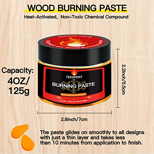 Teexpert Wood Burning Gel - 4OZ/125g Wood Burning Paste DIY Heat Sensitive Pyrography Wood Burning Marker Non-Toxic for Wood Arts - Drawing and