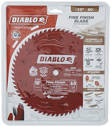 Diablo by Freud D1060X 10" x 60 Tooth Fine Finish Saw Blade - WoodArtSupply