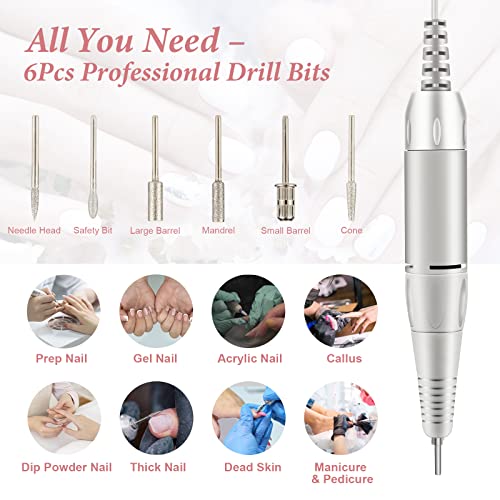 Electric Nail Drill, DELIFO Portable Nail Drill Professional 35000 RPM Nail File Machine Rechargeable Pedicure Acrylic Nails Polishing Tools with DELIFO