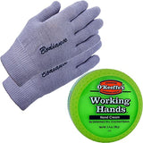 Hand Cream for Dry Cracked Hands and Hand Repair Gloves Bundle: O'Keeffe's Working Hands Cream (Unscented, Non-Greasy 3.2 oz.), Gel Moisturizing Bodiance
