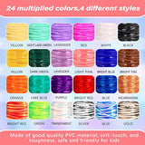 PP OPOUNT Glitter/Laser/Glow/Normal Lanyard String for Crafts, 24 Rolls Plastic Lacing String, Gimp Bracelet Making Kit for DIY Bracelets, Key PP OPOUNT