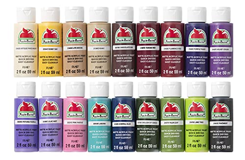 Apple Barrel PROMOABII Matte Finish Acrylic Craft Paint Set Designed for Beginners and Artists, Non-Toxic Formula That Works on All Surfaces, 2 Fl Oz Apple Barrel