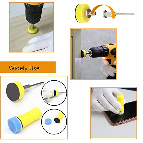 160Pcs 1inch Sanding Discs Hook and Loop 60 to 10000 Wet Dry Sandpaper with 1/8" Shank Backing Pad,Hand Sanding Block,Sponges Polishing Pads and CTPICXM