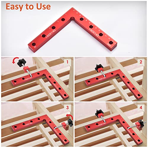 90 Degree Positioning Squares Right Angle Clamps 5.5" x 5.5"(14 x 14cm) Aluminum Alloy Woodworking Carpenter Corner Clamping Square Tool for Picture Amtake