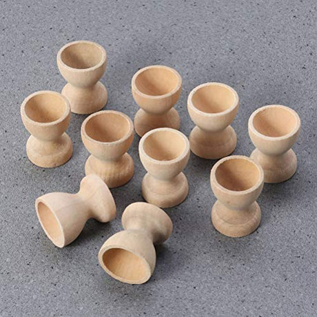 Toyvian 12PCS Wooden Egg Cup Holder Stands DIY Blank Unfinished Wooden Egg Displays for DIY Easter Decoration Toyvian