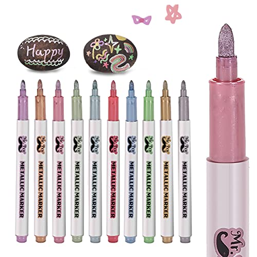 Mr. Pen- Metallic Paint Markers,10 Colors, Metallic Markers for Black Paper, Rock Painting, Card Making, Ceramics, Metal, Glass, DIY Photo Album, Mr. Pen