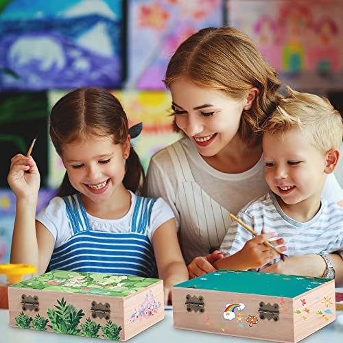 Unfinished Wooden Box with Hinged Lid Wood Small Craft Unpainted Box Jewelry Keepsake Rectangle Box Treasure Gift Storage Box for DIY Craft Home Tuanse