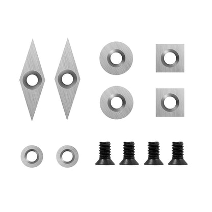 Aogbra 8Pcs Tungsten Carbide Cutters Inserts Set for Wood Lathe Turning Tools(Include 11mm Square with Radius,12mm and 8.9mm Round,30x10mm Diamond - WoodArtSupply