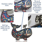 3D Wooden Whale Decor - Rustic Ocean Animal Craft for Home and Office CmayAlgc