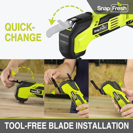 SnapFresh Cordless Oscillating Tool, 20V Oscillating Multi-Tool with 6 Speed, 3.2°Oscillating Angle, 22pcs Accessories, 2.0Ah Battery and Fast SnapFresh