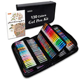 Shuttle Art Gel Pens, 130 Colors Gel Pen with 1 Coloring Book in Travel Case for Adults Coloring Books Drawing Crafts Scrapbooking Journaling Shuttle Art
