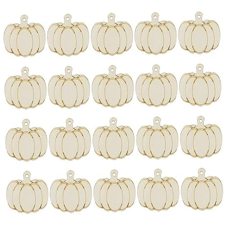 Anneome 1set Wooden Pumpkin Pendant Ghost Pumpkin Hanging Slices DIY Wooden Pumpkin Unfinished Pumpkin Ornament Wood Pumpkin Chips Blank Pumpkin Anneome
