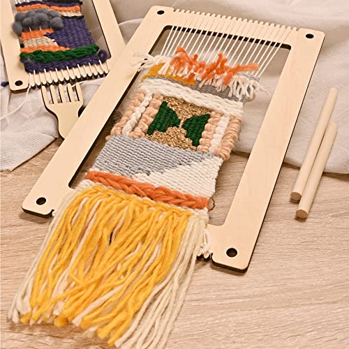 Sparkle Race Weaving Looms Set of 2, 11.9" x 7.8" & 8" x 5.2" Mini Loom with Weaving Needle Wooden DIY Weaving Loom for Kids, Small Weaving Loom Kit - WoodArtSupply