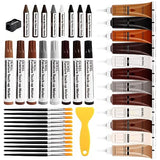 DEWEL Wood Filler, Wax Pen, Wood Floor Scratch Remover, Wood Repair kit, Wood Markers, Touch up Paint pens for Walls，Furniture pens for Scratches, DEWEL