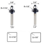 SICWOOD 6pcs Roundover Router Bit Set - Round Over Router Bits 1/4 Shank with 6 Bearings 3/8", Carbide Corner Rounding Edge-Forming Bit, for Round SICWOOD