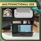 DEVAISE Office File Cabinet with Lock, 1-Drawer Wood Lateral Filing Cabinet on Wheels, Printer Stand with Open Storage Shelves for Home Office, Black DEVAISE