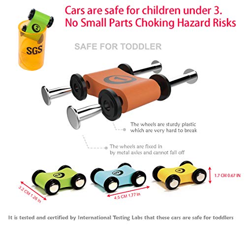 TOWO Pure Wooden Car Ramp - Zig Zag Car Slide Run with 4 Wooden Cars Playsets-Click Clack Track Wooden Car Toys for Toddlers -Racing Car Toys for Toys of Wood Oxford