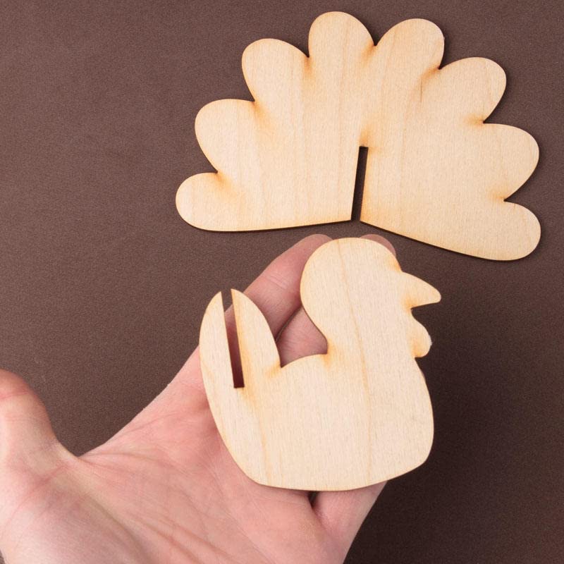 Factory Direct Craft Pack of 6 Unfinished Wooden Standing Turkey Cutouts - Wood Turkeys for Fall Crafts and DIY Thanksgiving Table Favors - Made in Factory Direct Craft