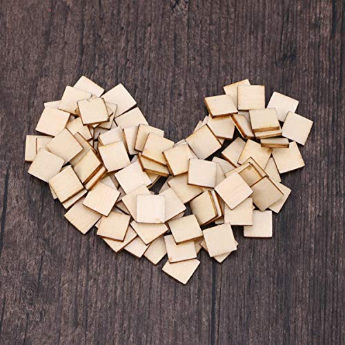 Artibetter Decorative Labels 200pcs Unfinished Blank Wood Square Discs Wood Cutout for DIY Craft Rustic Wedding Decorations 25mm Homemade Ornaments ARTIBETTER