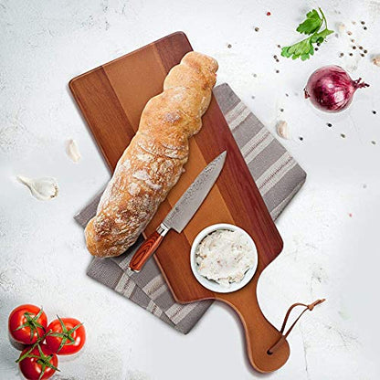 AIDEA Wood Cutting Board with Handle, Cheese Board Chartuterie Board，for Cutting and Serving 17"X11"bundle with 17"X6"(2 Pack) - WoodArtSupply