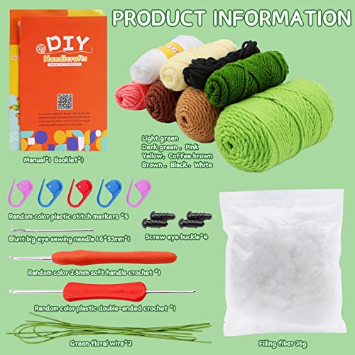 WONVOC Crochet Starter Kit, Crochet Kit for Beginners, Beginner Crochet Kit for Adults, with Crochet Hooks, Yarn, Polyester Fiber, Stitch Markers, WONVOC