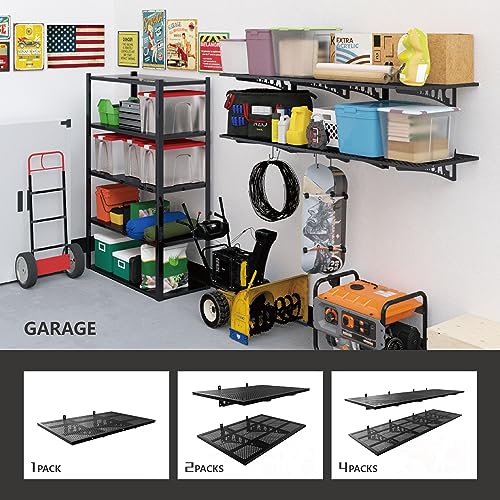 PAOKE New Type Garage Wall Shelving, Sturdy Heavy Duty Floating Shelves, 2 Pack Weighs up to 500 lbs, Great Option for Saving Space in The Garage - WoodArtSupply