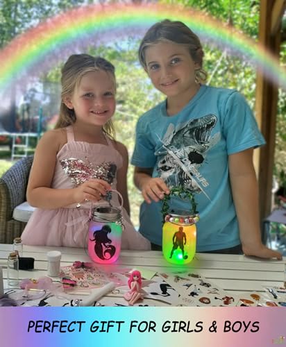 Make Your Own Mermaid Toy Night Light Lantern Jar Arts & Crafts For Girls, DIY Mermaid Gifts For Girls Ages 4 5 6-8 8-10 8-12 & Teens. Best Little 2Pepers