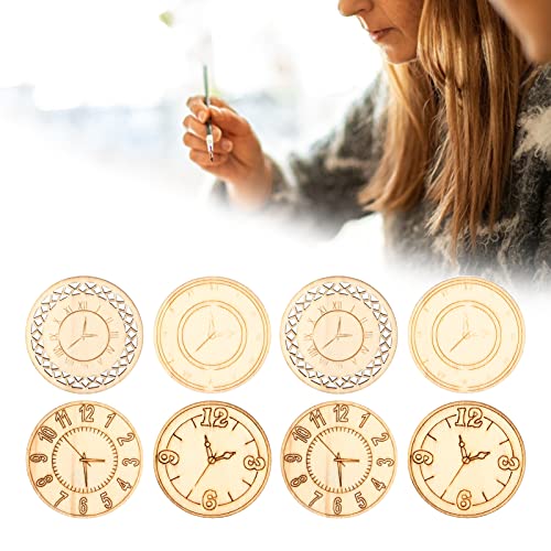 Wood Cutouts, 16PCS Wood Rounds for Crafts Round Wooden Ornaments, Wood Cutouts Round Clock Shaped Unfinished Chips Wooden Crafts for Decoration HERCHR