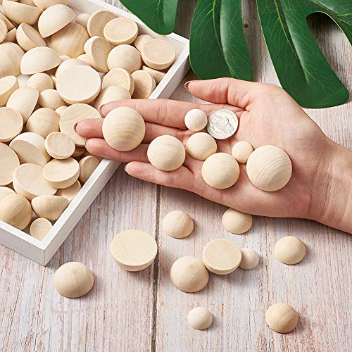 120pcs Half Round Wooden Balls Unfinished Wood Cabochons Split Wood Balls for DIY Decoration Craft Paint Ornaments (Burlywood, 14.5-29.5mm) EEE ELECRELIVE