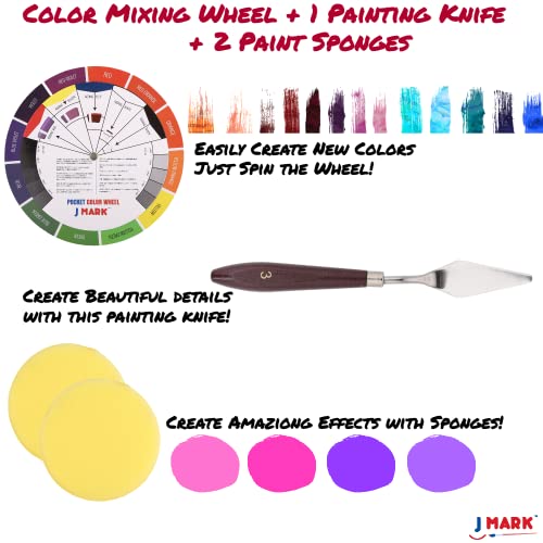J MARK Painting Kit for Adults - 38 Piece Paint and Canvas Set 24 Acrylic  Paints and Accessories