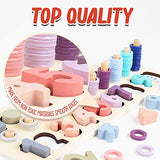 CozyBomB Wooden Number Puzzle for Kids - Montessori Toys for 1 Year Old Toddlers Learning Age 3 4 5 Years Old - Wooden Counting Blocks Sorting Toys CozyBomB