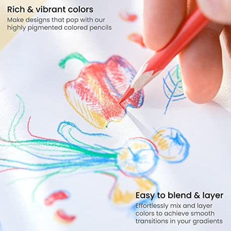 ARTEZA Colored Pencils for Adult Coloring with Case, 72 Assorted Drawing Pencils in Vibrant Colors, Pencil Set for Coloring Books and Journals, ARTEZA
