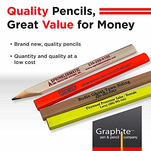 GRAPHITE Pen & Pencil Company Misprint Carpenter Pencils | Distressed Bulk Pencils | Construction Pencils | (72) Pieces GRAPHITE