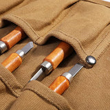 Heavy Duty Waxed Canvas Small Tool Bag Tool Pouch for Chisels, Hammers, Gouges Palm Tools (Khaki) Denifiter