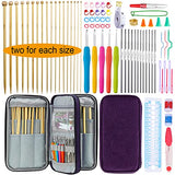 Mdoker 95pcs Knitting Needles Kit&Crochet Hooks Set 36 Straight Bamboo Knitting Needle 12 Small Size Lace Crochet Hook 5 Ergonomic Crochet Needles Mdoker