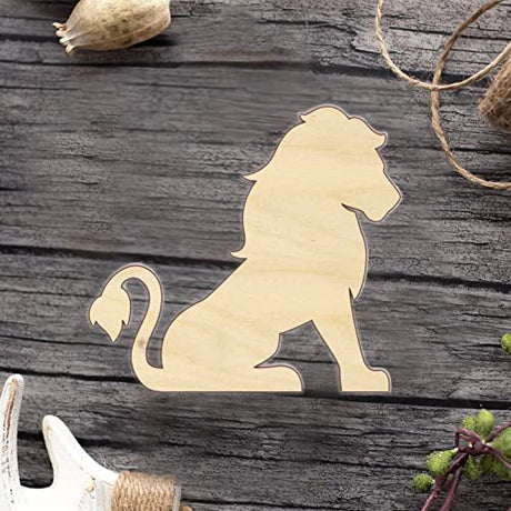 Lion Wood Craft Unfinished Wooden Cutout Art DIY Wood Signs Inspirational Wall Plaque Farmhouse Wood Hanging Wall Art Decor for Home Front Door Arupkeer