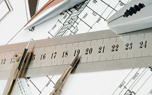 ZZTX Heavy Duty 100% Stainless Steel Ruler Set 12 Inch (30 CM) + 6 Inch (15 CM) Metal Rulers Kit - Perfect Straight Edge for Easy Measurements ZZTX