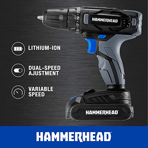 Hammerhead 20V Cordless 2-Tool Combo Kit: Drill and Impact Driver with 1.5Ah Battery and Charger - HCC2020 Hammerhead