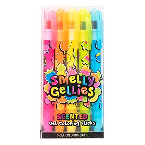 Smelly Gellies - Scented Glidewrite Gel Coloring Sticks, Crayons, Highlighters - 5 Count - Gifts for Kids Scentco