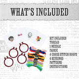 Harry Potter Stamped Cross Stitch 4 Pack, Embroidery Starter Kit for Beginners, Four Patterns, Fun & Easy Backpack Charms Craft Activity for Fans Paladone