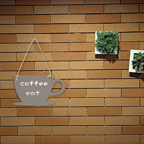 3Pack Cup Wood Sign for Craft Blank Unfinished Hanging Wooden Board with Hole DIY Door Wall Decor Shop Coffee Decoration Lamantery