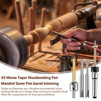 Tondiamo Pen Making Kit Pen Turning Mandrel and Pen Barrel Trimming Set Wood Turning Mandrel #2 Morse Taper Shank with 7mm Drill Bit Mill Cutter Head - WoodArtSupply