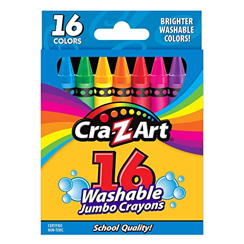 Cra-Z-Art Jumbo Washable Crayons, Assorted Colors, 16 Count (Pack of 1) Crayons - WoodArtSupply