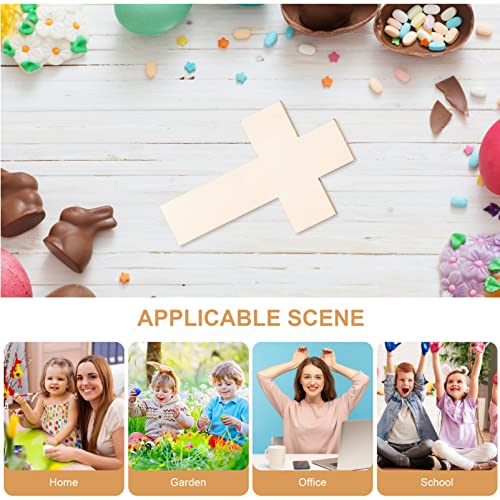 Abaodam 20Pcs Cross Blank Wood Cutouts Easter Cross Wooden DIY Crafts Unfinished Cross Shaped Wooden Pieces Cross Shaped Hanging Ornaments Abaodam