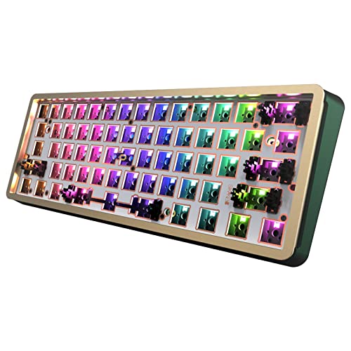 DRAOZA GK61 Custom DIY Gaming Mechanical Keyboard Kit, Aluminum Metal CNC Shell, RGB Hot Swap 3pin/5pin Switch, Programmable Triple Mode Bluetooth - WoodArtSupply