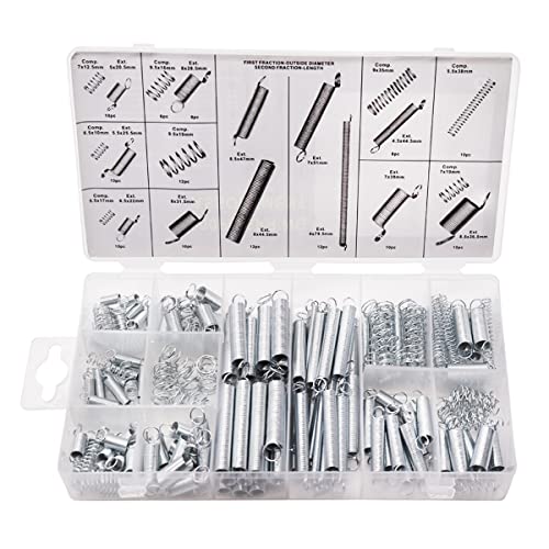 Ruibapa 200PCS Spring Assortment Kit Zinc Plated Extension and Compression Springs Kit Include Assorted Size Small Springs for Home Repairs & DIY Ruibapa